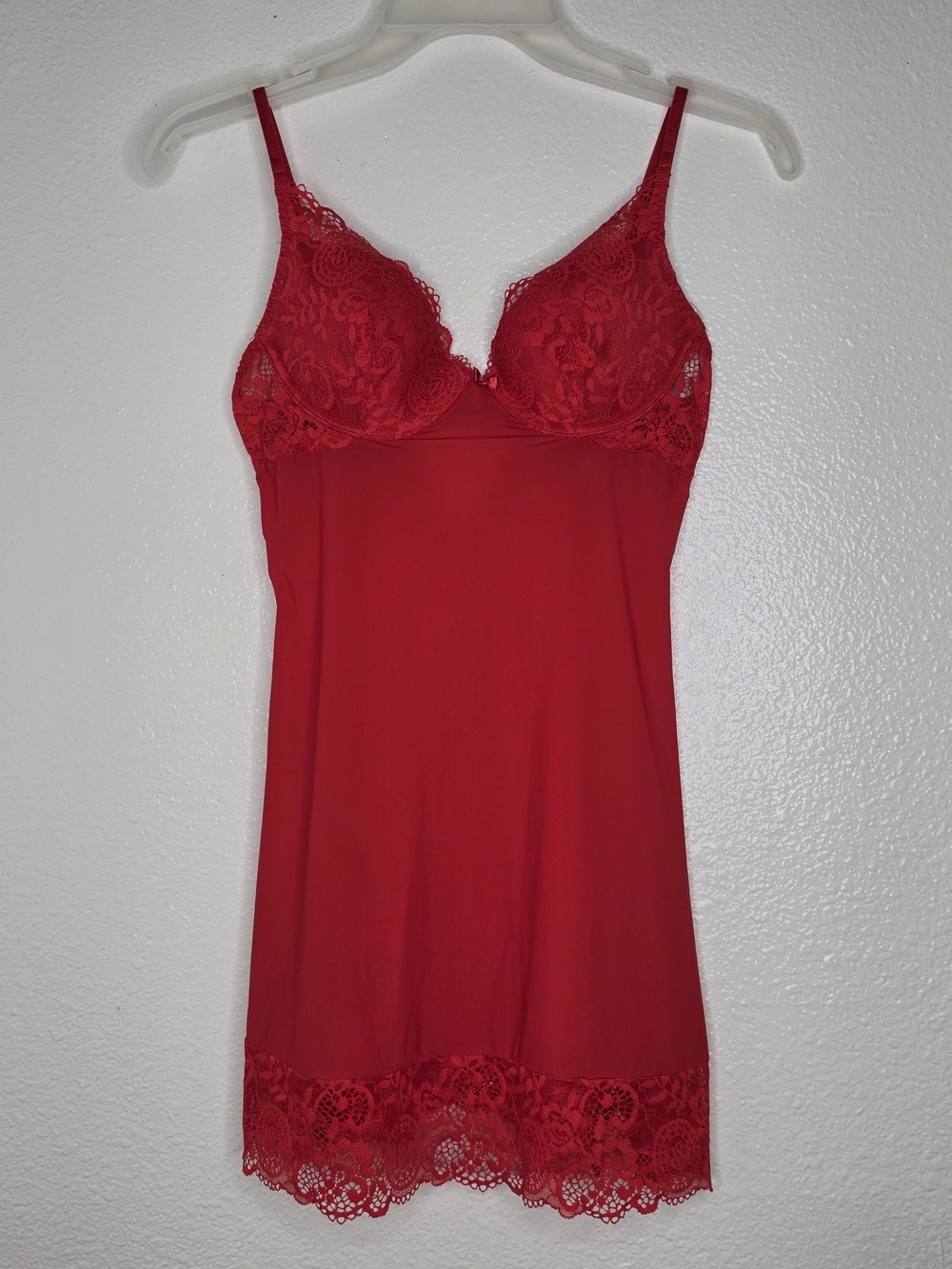Victoria’s Secret Red Lace Babydoll Lingerie 34B Slip Nightdress